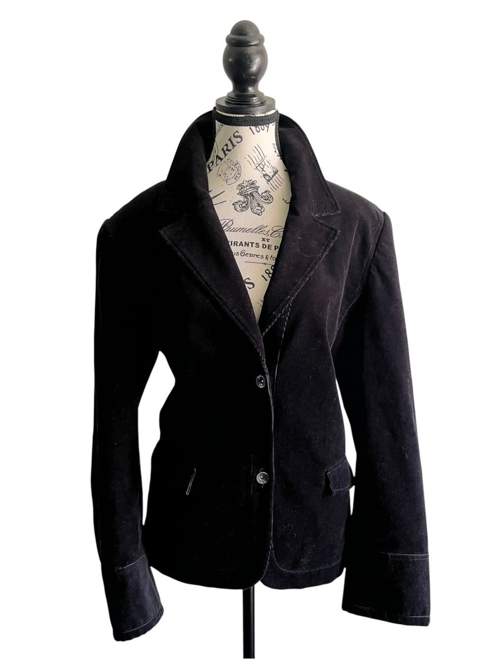 LADY HATHAWAY Vintage Black Corduroy Blazer Jacket Tailored Gothic Dark Academia